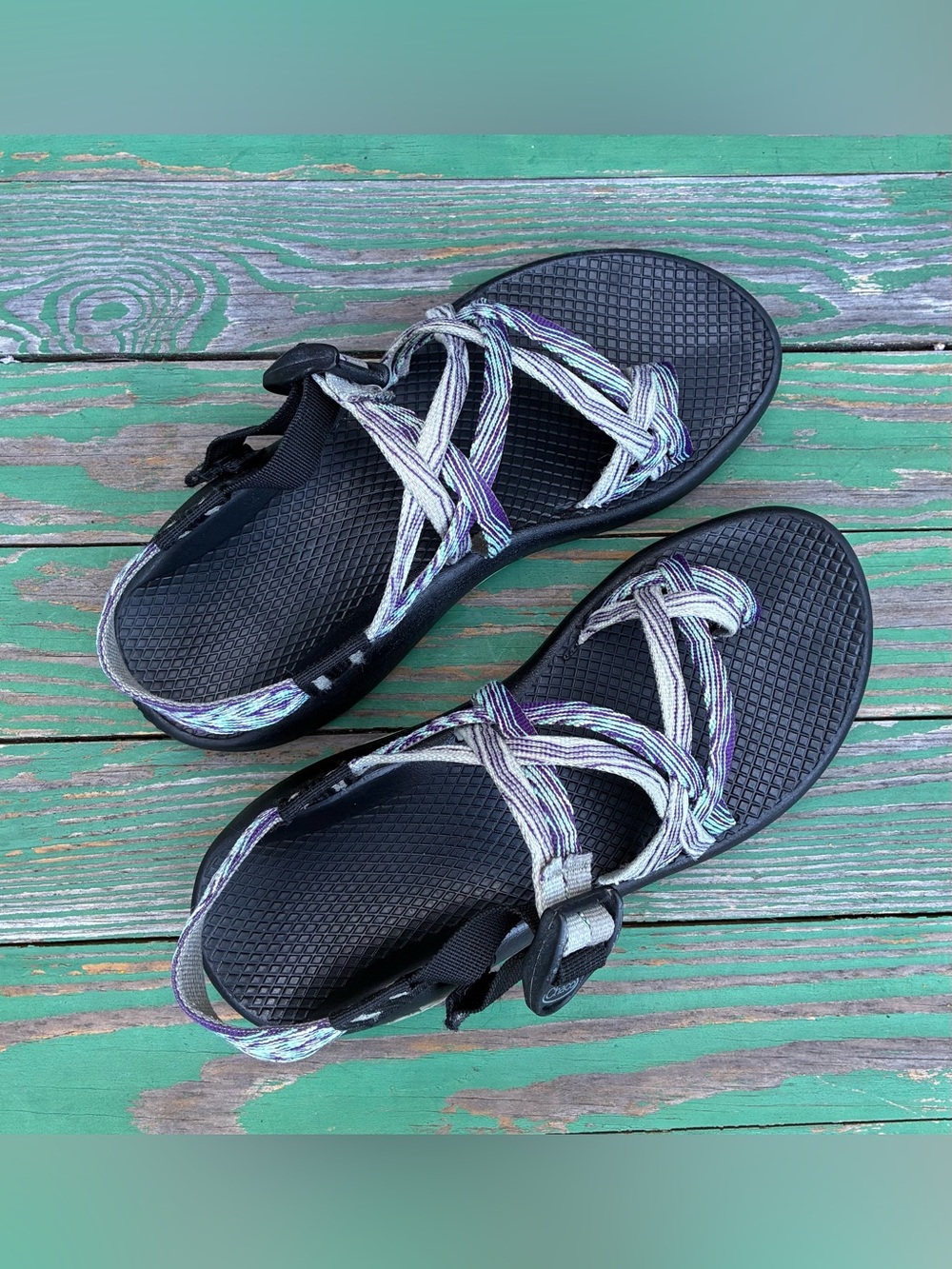 Chaco ZX/2 Classic Sport Sandals Womens Sz 8 Strappy Shoes Purple Gray Hiking